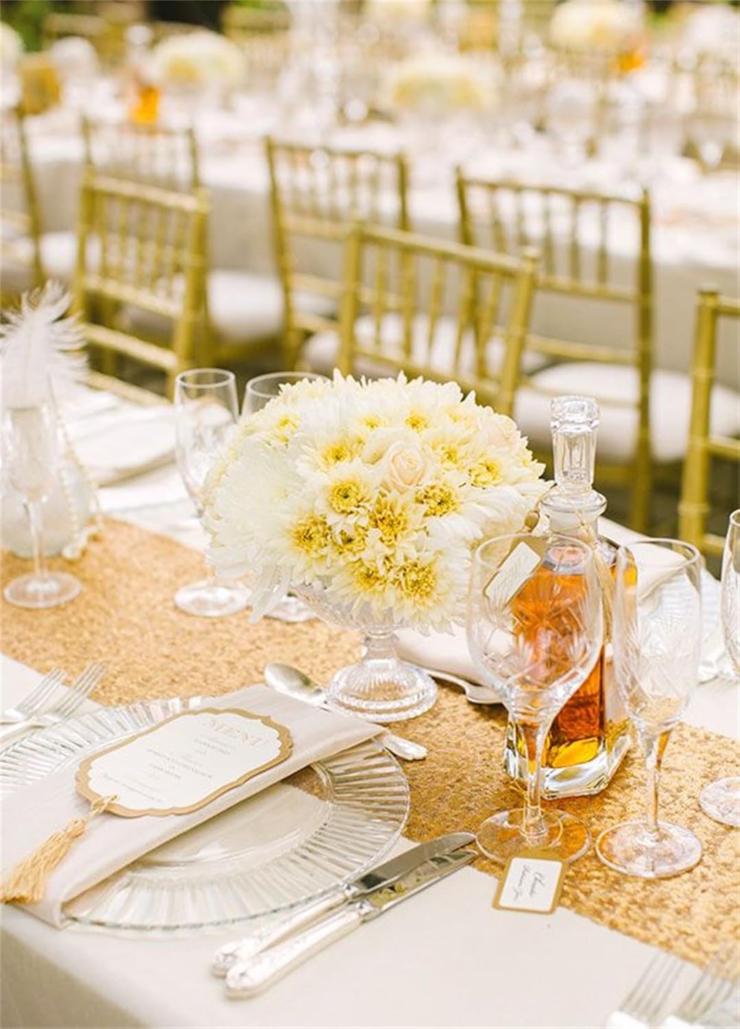 Location chemin de table OR avec paillettes
