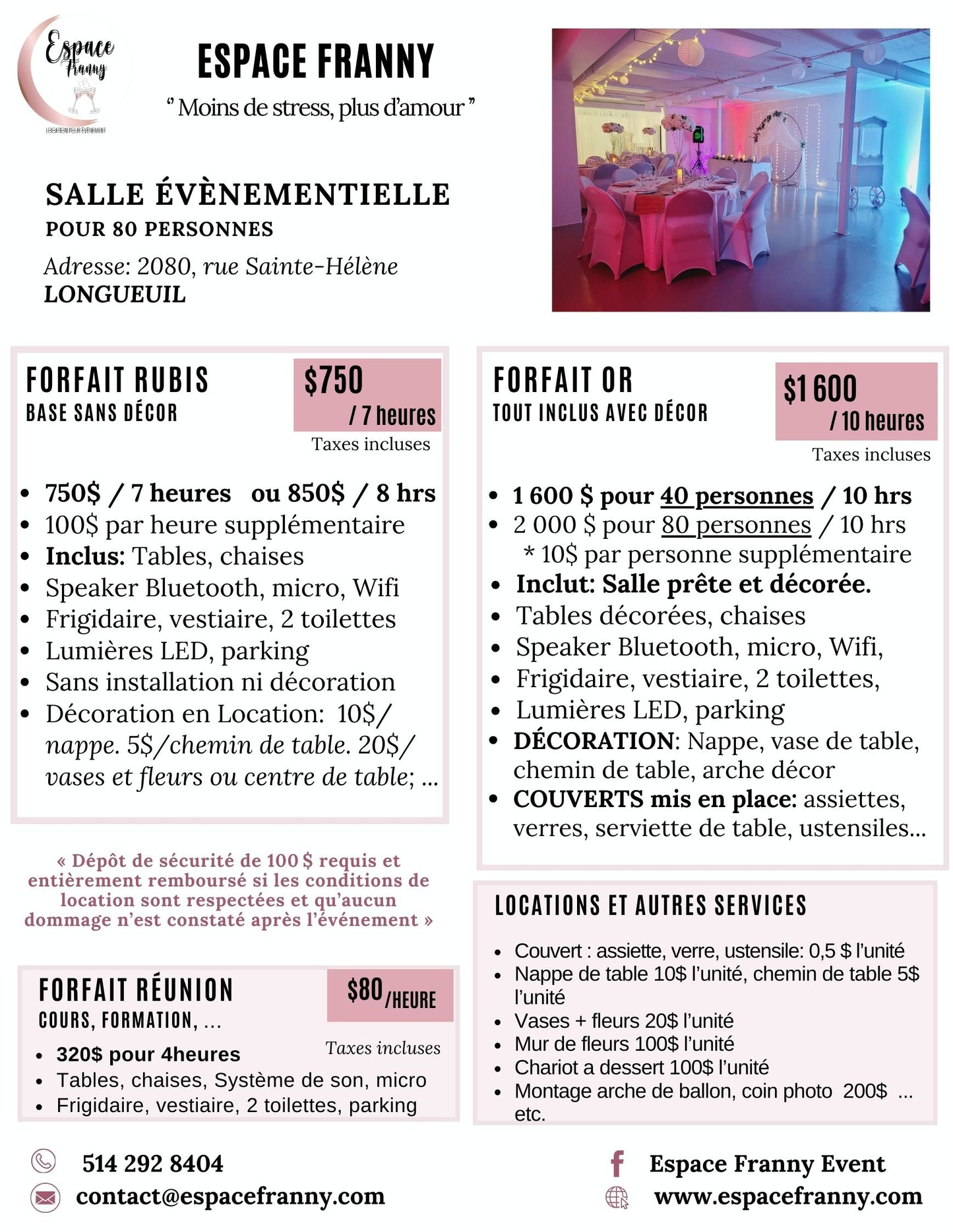 Location de salle a Longueuil