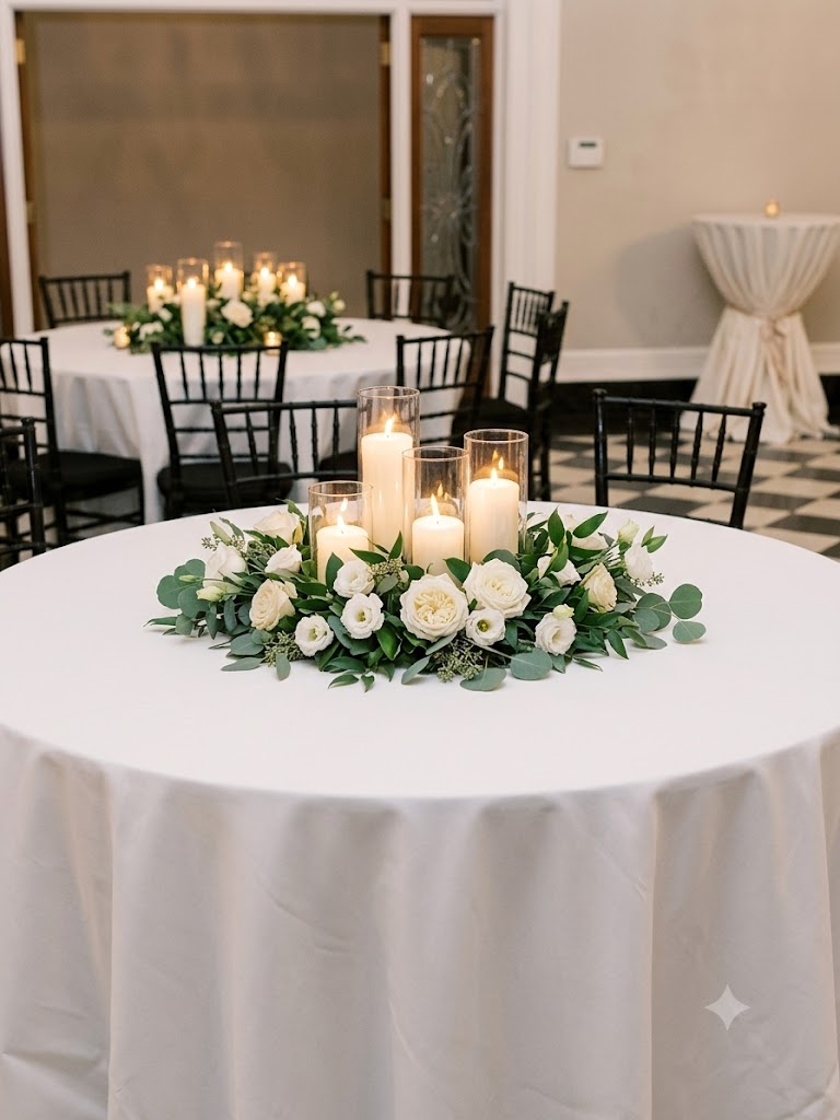 Location centre de table: LOT de vases transparent et fleurs