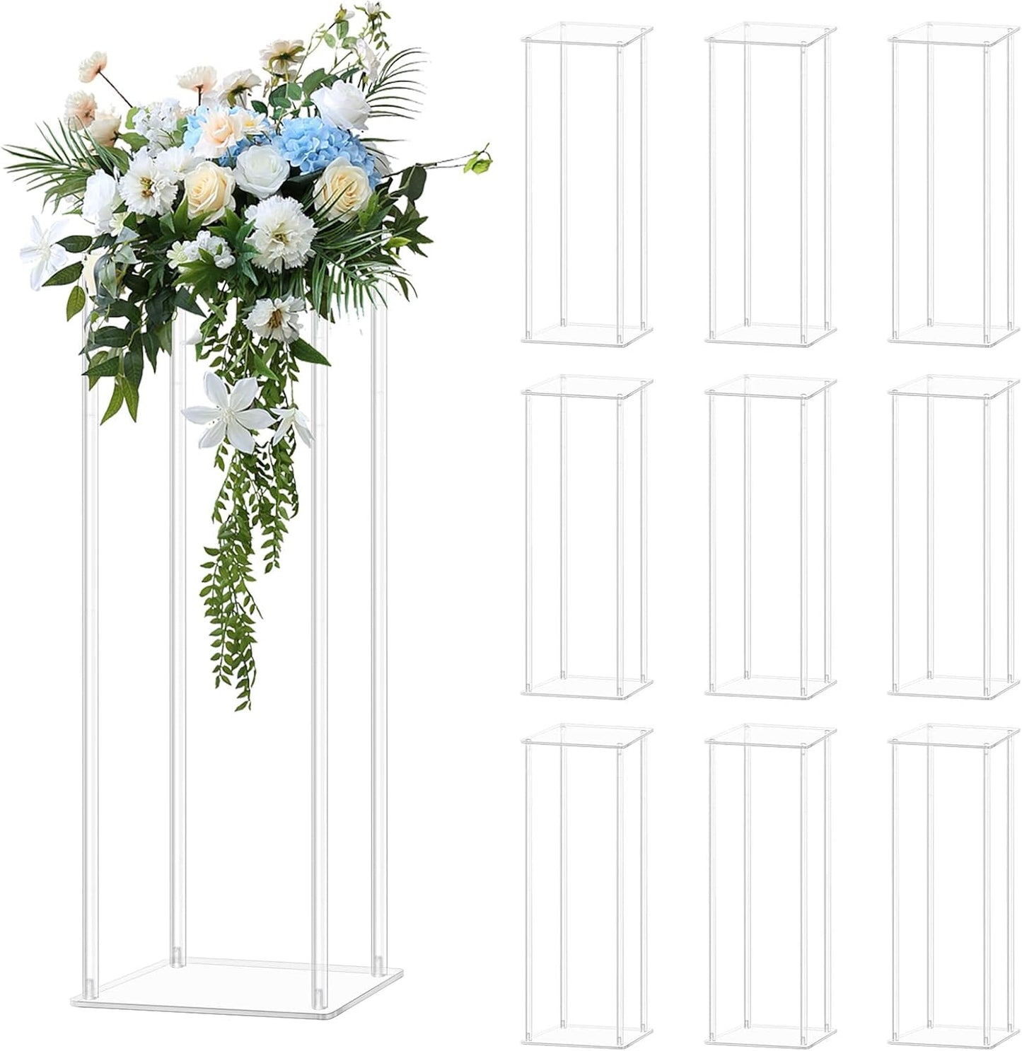 Location de centre de table, support a fleurs, transparent 50 cm
